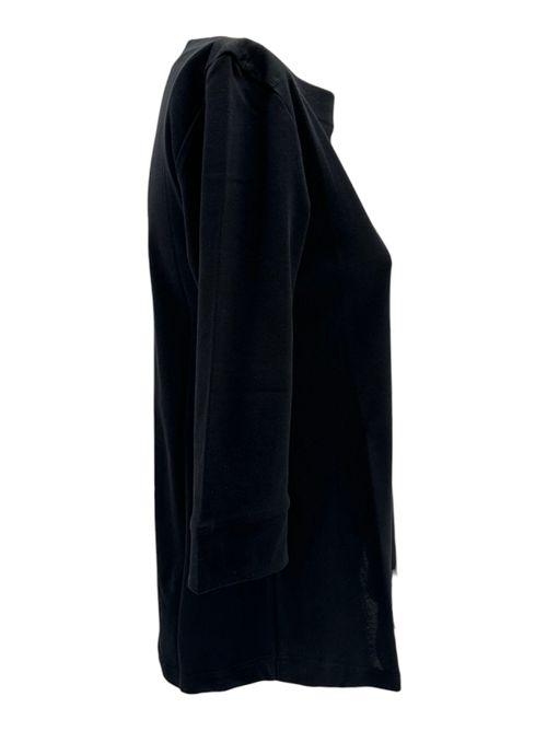 Women's three-quarter sleeve t-shirt in black supima cotton A rovescio | 7404803